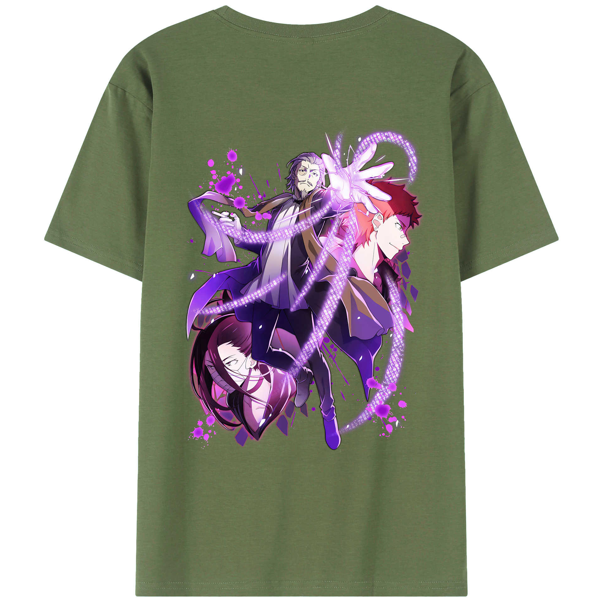 （画像用） 文豪ストレイドッグス Bungo Stray Dogs 綿100％ メンズ半袖Tシャツ（バックプリント） 通気性